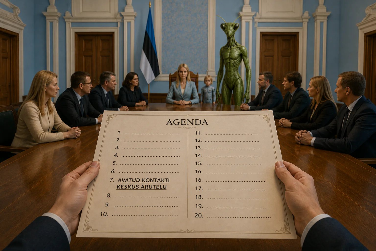 Mantis · Green Mantis at the Estonian Parliament and the open-contact center · at the Parliament