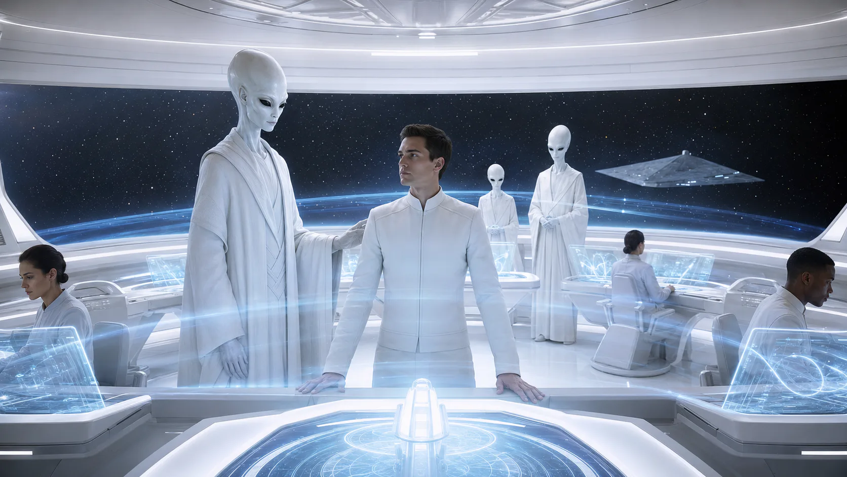 Tall White · Jupiter station and the symbol of the Sirian Council of Five · Tall White 5 find your own UFO
