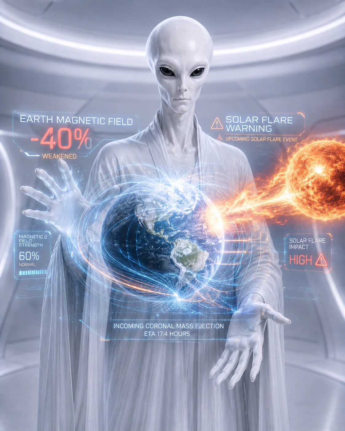 Tall White · Remote viewing of the Estonian Parliament and the message about Earth's magnetic field · the Tall White's message